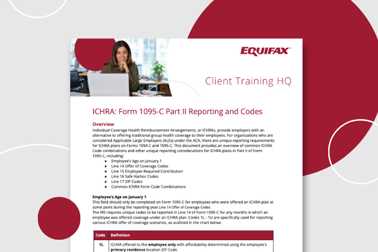 ICHRA: Form 1095-C Part II Reporting & Codes Image
