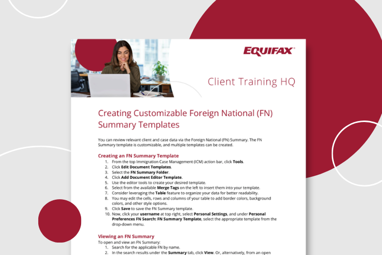 Creating Customizable Foreign National (FN) Summary Templates Image