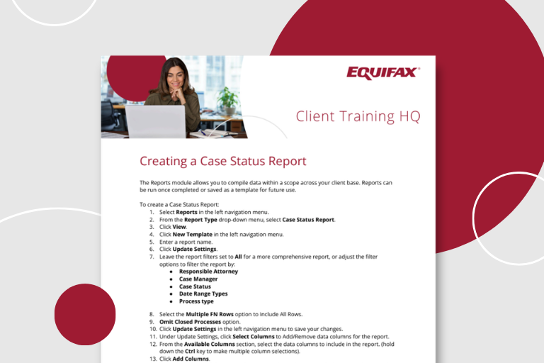 Creating a Case Status Report Image