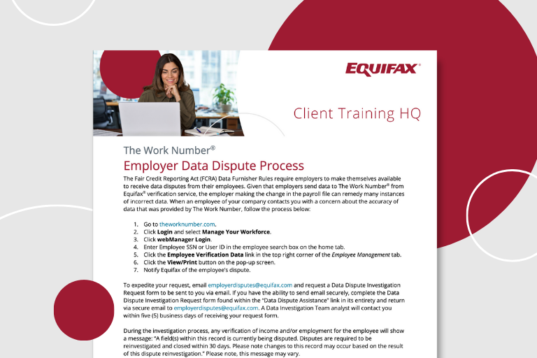 The Work Number - Data Dispute Process for Employers for Legacy TWN Image