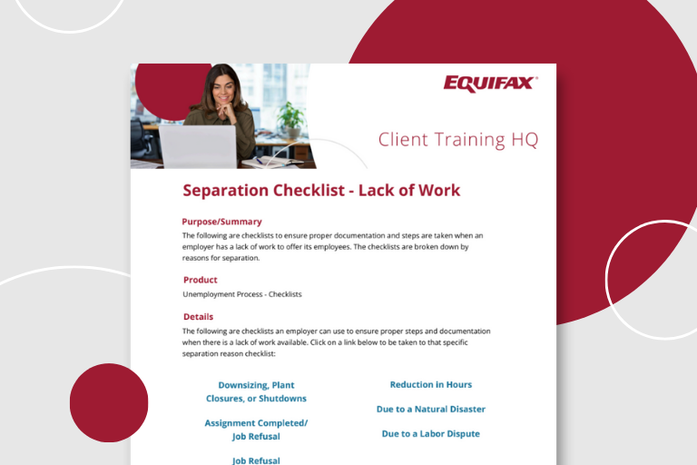 Separation Checklist- Lack of Work Image