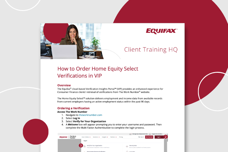 How to Order Home Equity Select Verifications Image