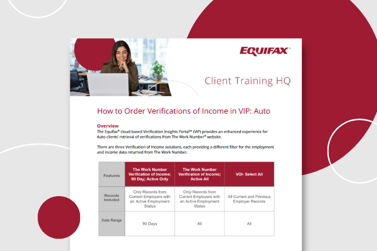 How to Order Verifications of Income in VIP: Auto Image