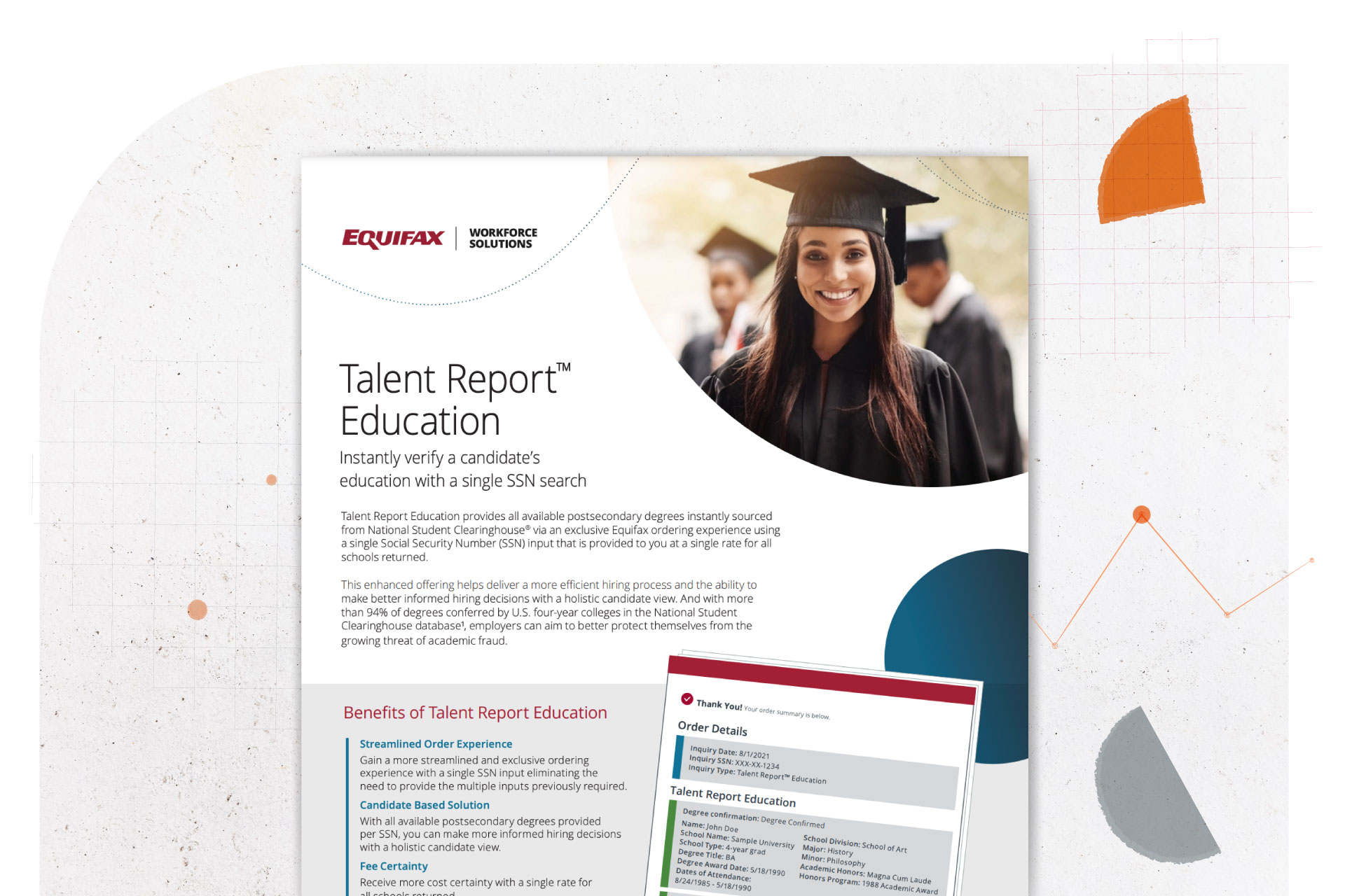 Talent Report Education Resource overlaying various shapes and graphs with data points in the background