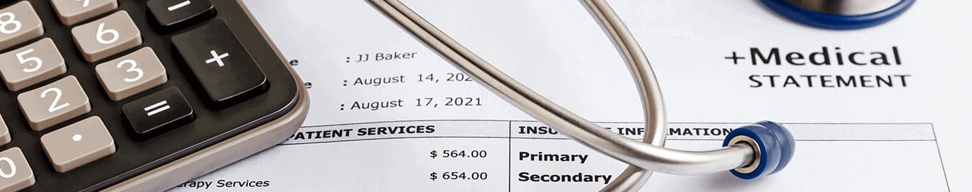 Close-up on a medical statement and stethoscope