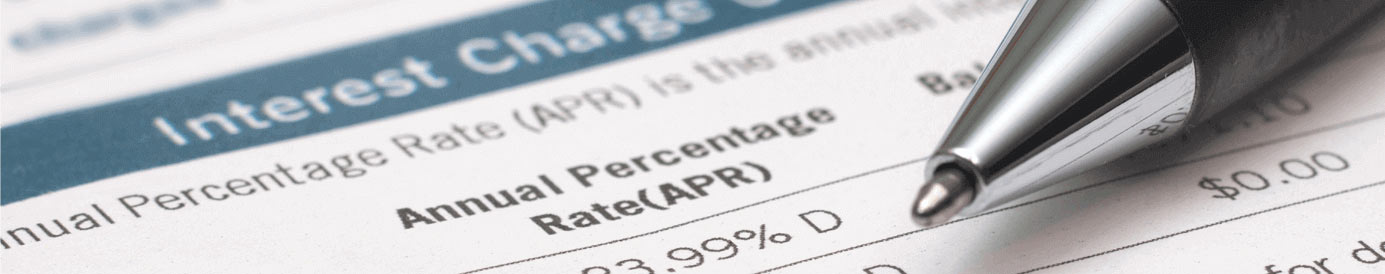 A pen pointing to the Annual Percentage Rate (APR) on a form