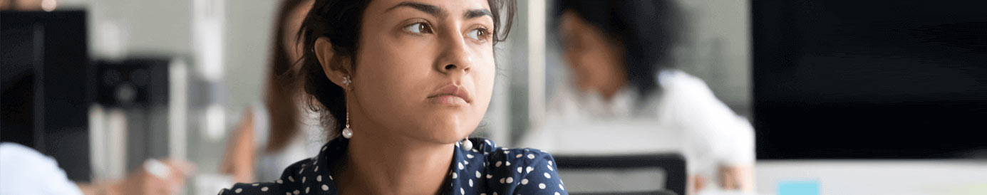 A woman staring off to her left