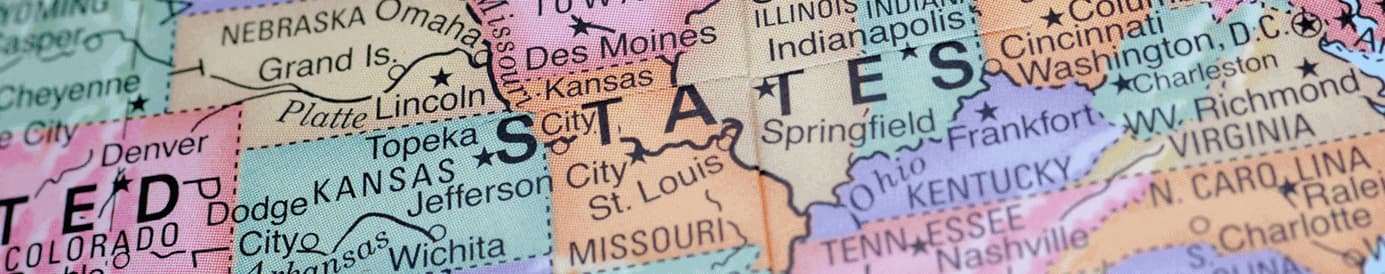 A map of the mideastern states of the United States