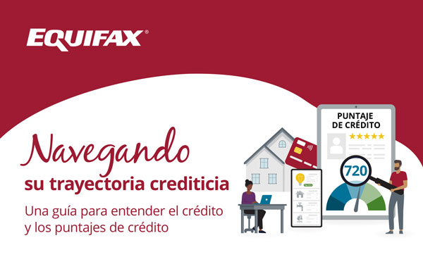 Credit iconography and 'Navegando su trayectoria crediticia Una guía para entender el crédito y los puntajes de crédito'.