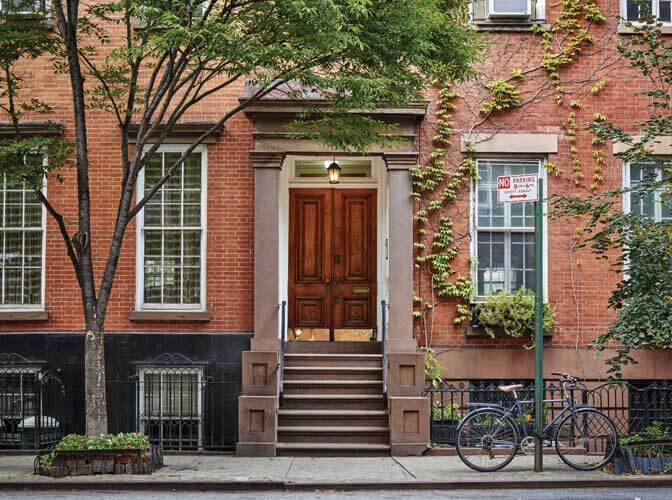 street view of a brownstone home