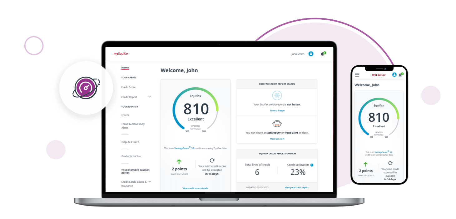 image of ipad and iphone showing credit scores on them