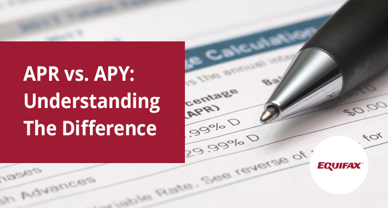 A pen rests on a credit card statement focused on the APR. Overlaid are the words: APR vs. APY: Understanding The Difference