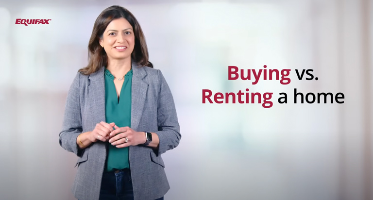 A woman with dark hair and brown eyes stands and smiles. The text 