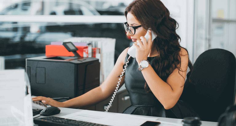 Business woman talking on the phone