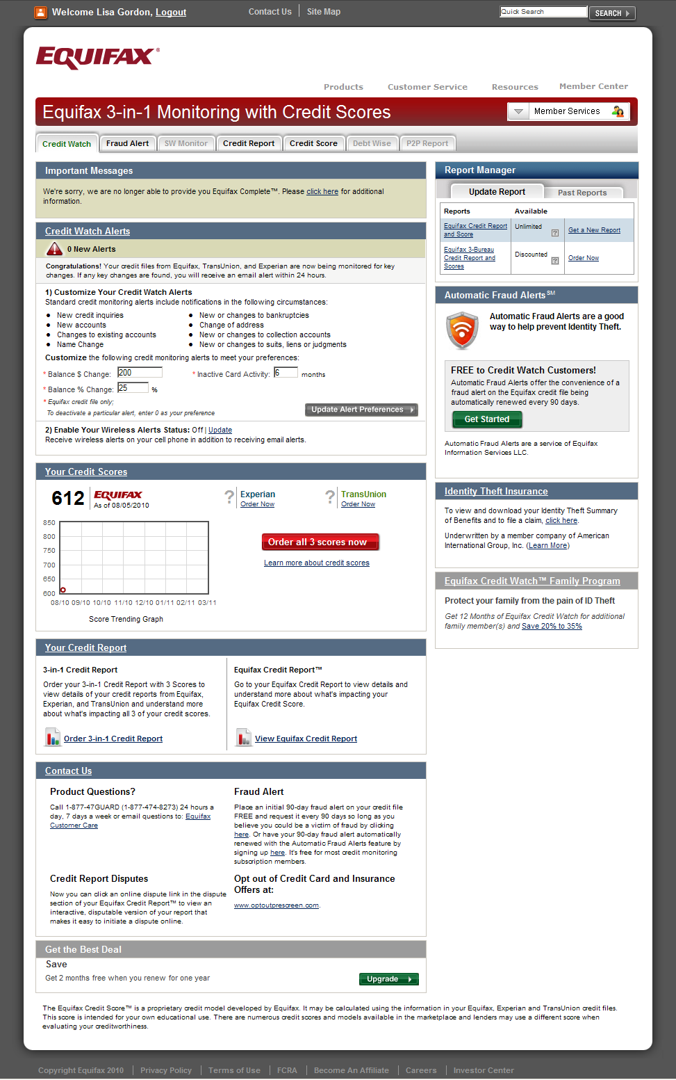 Equifax 3-in-1 Monitoring with Credit Scores