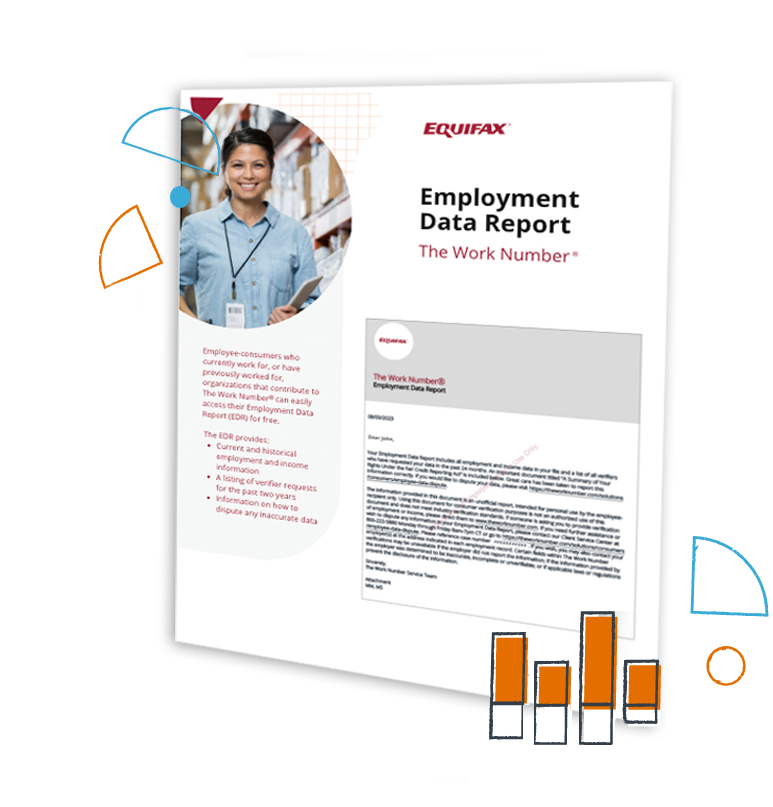 Employment Data Report with graphical elements surrounding the document