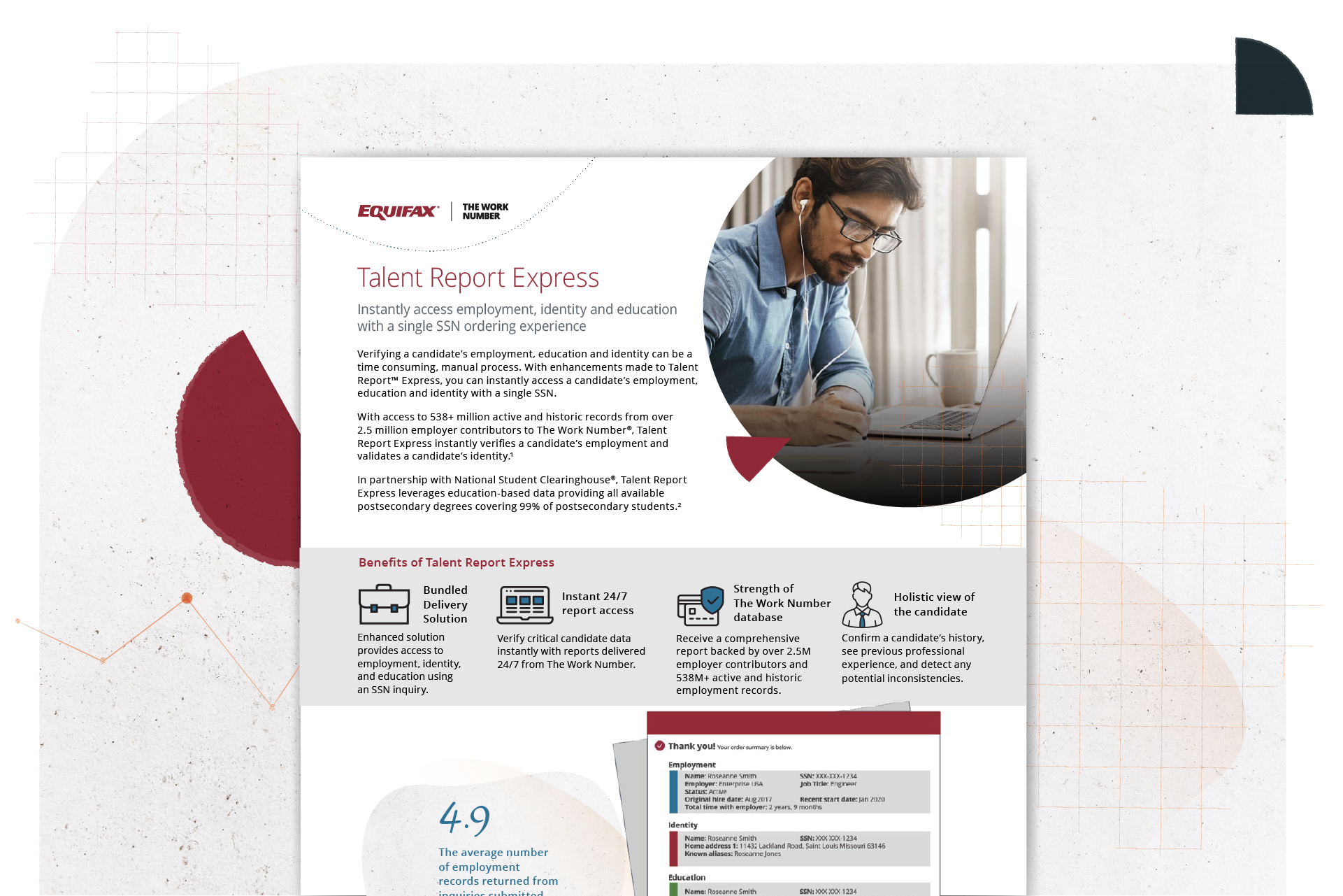 Talent Report Express Resource overlaying various shapes and graphs with data points in the background