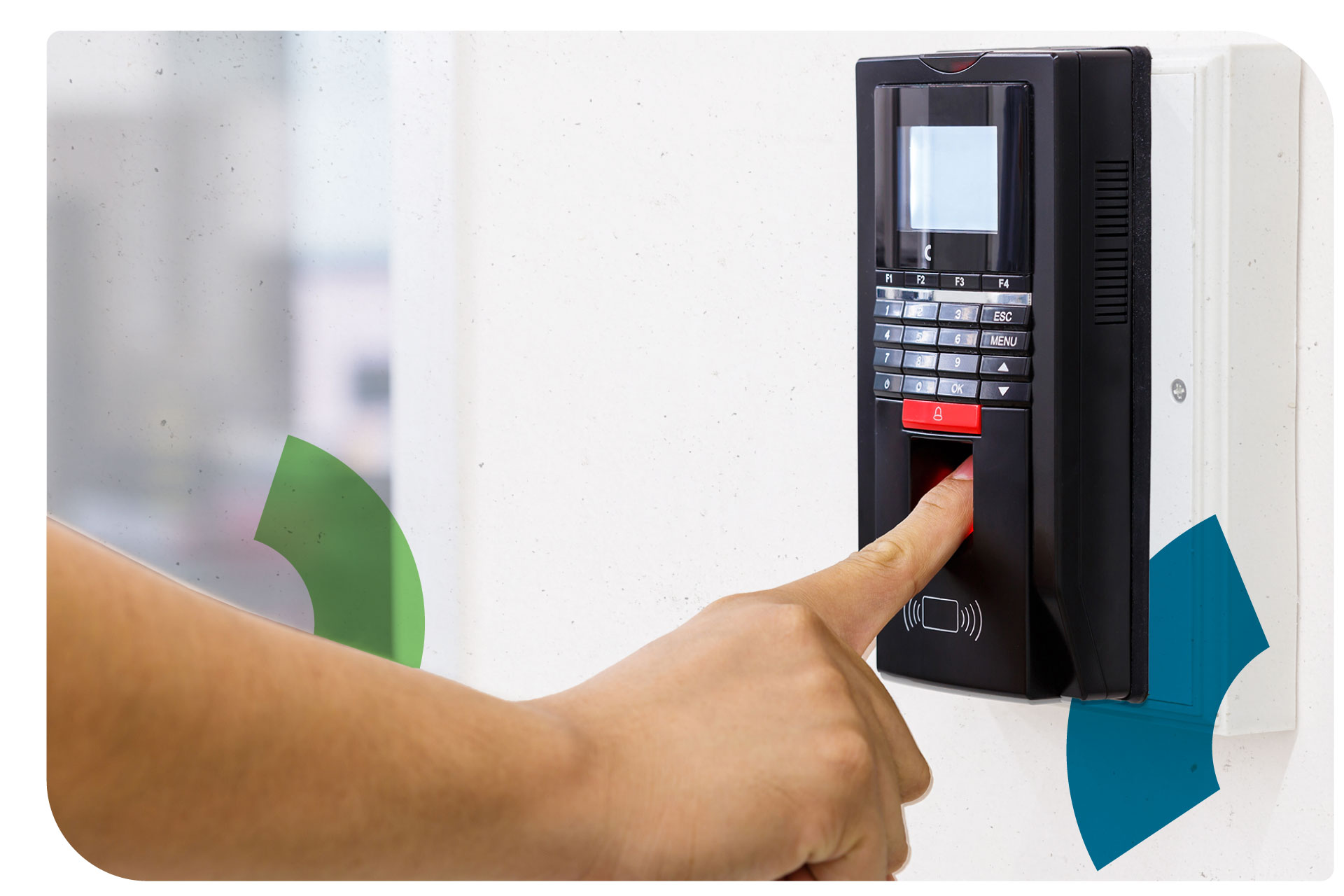 A finger scanner to scan fingerprints for access or to gain entry into a building
